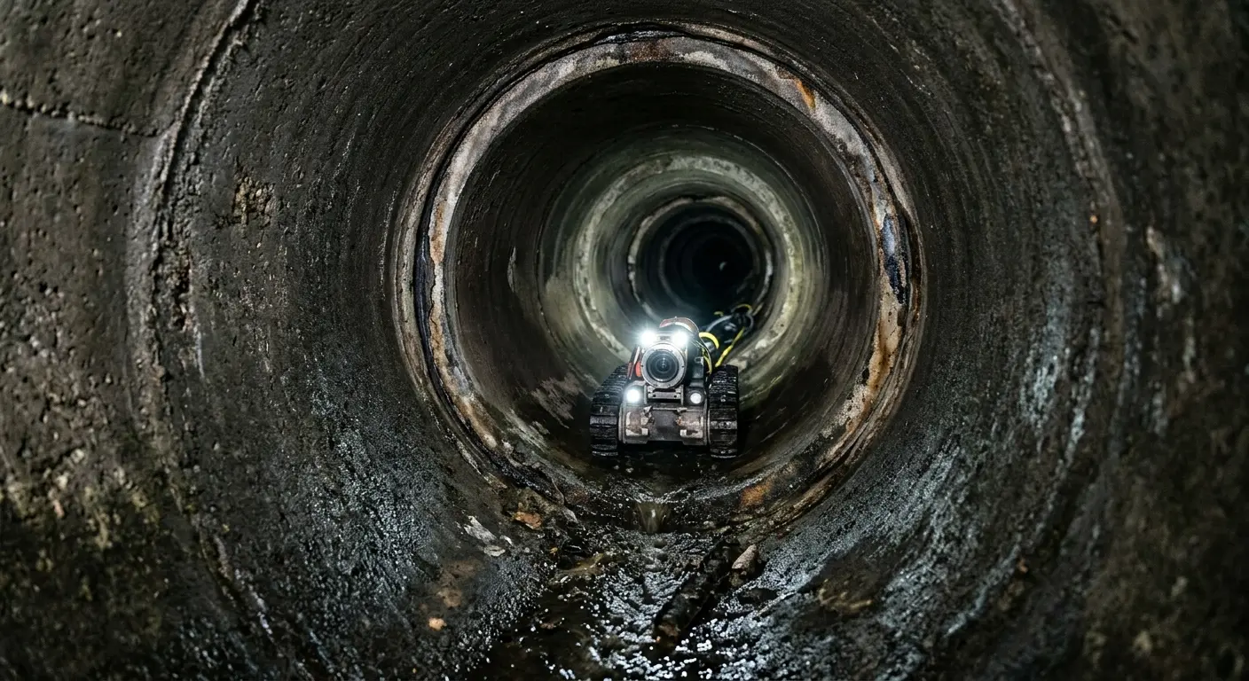 Robotic sewer camera inspecting pipe interior for Sewer Line Cleaning in Enumclaw